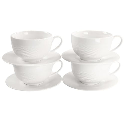 Coffee Mugs Set,Ceramic Tea Cup with saucer, Espresso Cups 8-piece, Stackable Cups, for Latte,Hot Tea,Cappuccino, Mocha, Cocoa, dishwasher, oven, microwave safe, Best gift, 12 Oz(350ML)