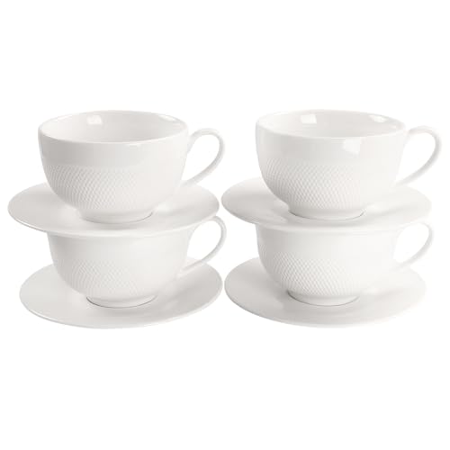 Coffee Mugs Set,Ceramic Tea Cup with saucer, Espresso Cups 8-piece, Stackable Cups, for Latte,Hot Tea,Cappuccino, Mocha, Cocoa, dishwasher, oven, microwave safe, Best gift, 12 Oz(350ML)