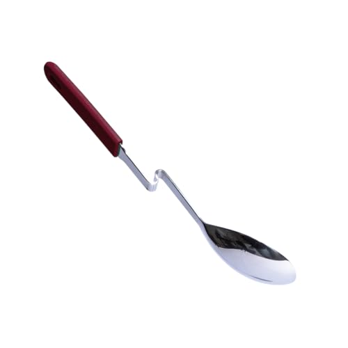 Souper Cubes Stainless Steel Spoon with Silicone Grip & Pot Hook, Cranberry | Durable Cooking Spoon Hooks to Your Pot to Help Prevent Drips and Keep Counters and Stovetop Clean - color: Cranberry, size: Spoon 1-Pack