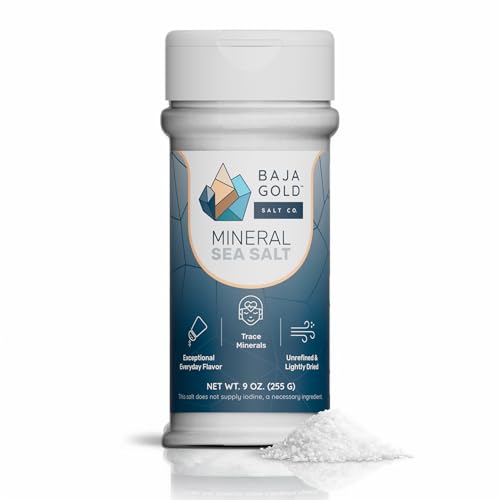 Baja Gold Mineral Sea Salt Shaker, Gary Brecka Choice, Countertop, 9 oz | Smooth-Flow Unrefined Sea Salt Shaker, Sea of Cortez, Additive-Free, No Caking, Everyday Countertop Salt, 9 oz
