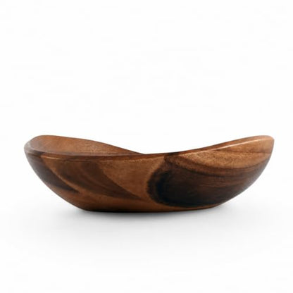 Arthur Court Wave Pattern Large Acacia Wood Salad Bowl - Modern Centerpiece for Fruits and Salads - 19 x 12 x 4 Inches - size: Wave
