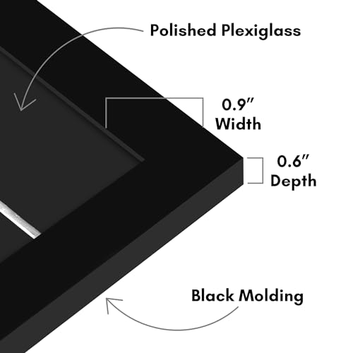 Americanflat 6x6 Picture Frame 5-Pack - Slim Molding - Black | Polished plexiglass front, wall or tabletop display with included easel, triangle hangers included, secure turn-tab backing - color: Black, size: 6x6