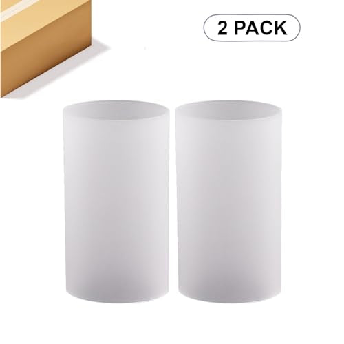 WGVI Hurricane Candle Holder Sleeve, W: 4", Ht: 8", Frosted Glass Cylinder Open Both Ends, Chimney Tube Shade, 2 Pieces - color: Frosted, size: 4x8"H