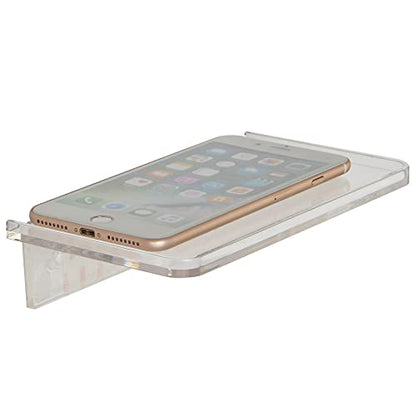 Stick-on Wall Shelf - Small Wall Mounted Adhesive Clear Acrylic Shelf Phone Holder Shelves Wipes Rack for Bathroom,Kitchen,Toilet,Office - Translucent - color: Translucent