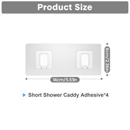 4 Pack Shower Caddy Adhesive Replacement, Waterproof Adhesive Strips for Shower Shelf, Strong Adhesive Flat Hooks for Bathroom Storage Shelves and Kitchen Racks No Drilling, Clear - color: Transparent-4 Pack