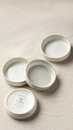 famiware Soy Sauce Dish, 4oz Dipping Bowls Set of 6, Cappuccino White | Ceramic Individual Dip Sauce Cups/Dishes/Plates, Small Serving Bowls for Side Dishes, Condiments, Sushi, Reactive Glaze - color: Cappuccino White, size: 6pcs