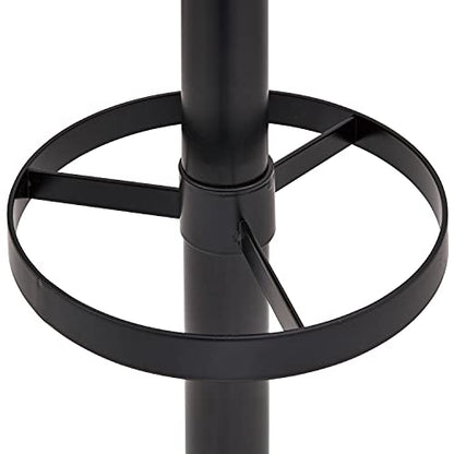 MyGift Freestanding Metal Entryway Coat Rack and Umbrella Stand with Sturdy Round Base and 6 Faux Wood Hanger Hooks - color: Black