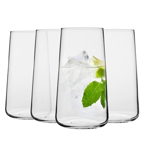 Krosno Water Glasses Set of 4, 20.3 oz, Infinity Collection | Highball Drinking Glasses, Lead-Free Crystal Glassware, Tapered Juice Glasses, Water Coctails Glass Set, Dishwasher Safe - size: Water 20 fl-oz (Set of 4)