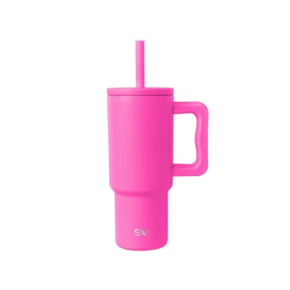 Simple Modern Kids 24 oz Tumbler with Handle and Silicone Straw Lid | Spill Proof and Leak Resistant | Reusable Stainless Steel Bottle | Gift for Kids Boys Girls | Trek Collection | Raspberry Vibes | Trek Kids Water Bottle, Toddler Cup | Insulated Stainle