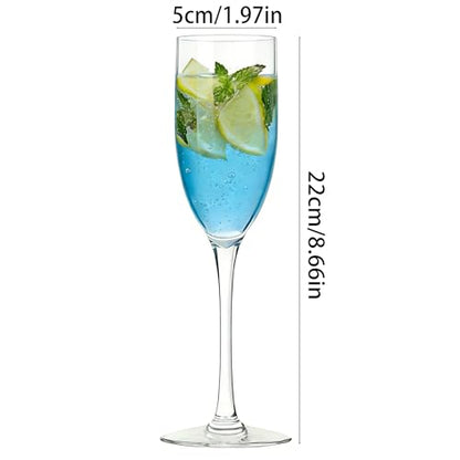 16 Pack Clear Acrylic Champagne Flutes Sparkling Wine Glasses | Unbreakable BPA-Free & Dishwasher Safe, Ideal for Weddings, Picnics & Pool Parties