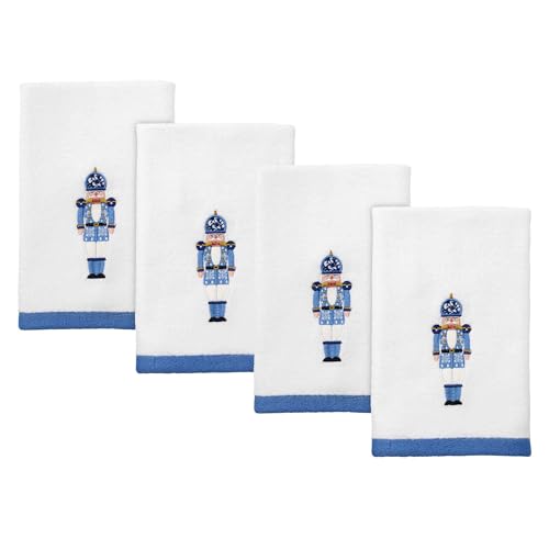 Avanti Linens - Fingertip Towels, Soft & Absorbent Cotton Velour, Christmas Decorations, Set of 4 (Nutcracker Trellis Collection)