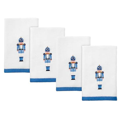 Avanti Linens - Fingertip Towels, Soft & Absorbent Cotton Velour, Christmas Decorations, Set of 4 (Nutcracker Trellis Collection)
