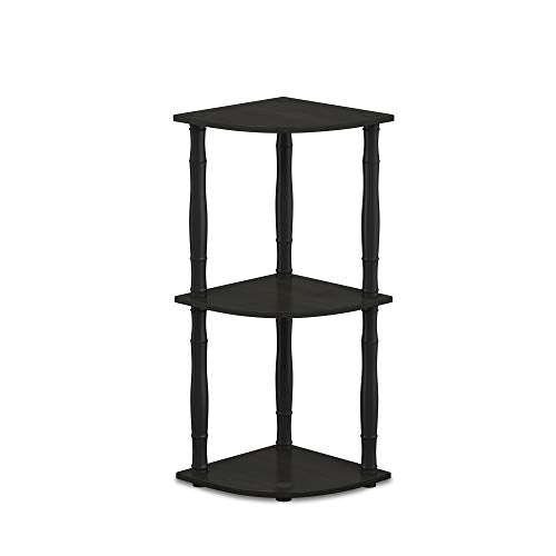 Furinno Turn-N-Tube 3-Tier Corner Display Rack Multipurpose Shelving Unit with Classic Tube, Espresso/Black | Open Shelves Corner Bookshelf, Display Storage Shelves, Classic Tubes, for Organization, Living Room, Home Office - color: Espresso/Black, size: