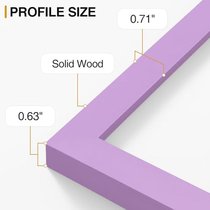 Vittanly Solid Wood 8x10 Picture Frames Set of 4, Purple | 5x7 Picture Frame with Mat, Gallery Wall Frame Set, 8 x 10 Frame for Wall & Tabletop Display, Family, Pet, Christmas - color: Purple, size: 8x10