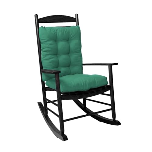 Rocking Chair Cushion, Set of Seat & Back Cushion with Ties for Indoor Rocker (Dark Green) - color: Dark Green