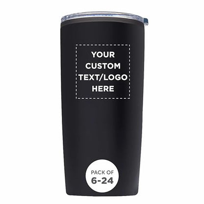 Custom Plastic Tumblers 20 oz Set of 6/12/24 Personalized Bulk Pack with Lids, Ice Coffee Tumbler, To Go Cup Insulated - Black - color: - Custom – Black