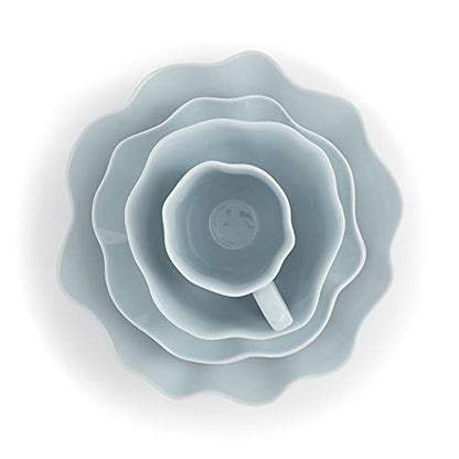 Portmeirion Sophie Conran Floret 4 Piece Place Setting | Dinner Plate, Salad Plate, Cereal Bowl, and Mug | Made from Porcelain | Microwave and Dishwasher Safe – Robins Egg