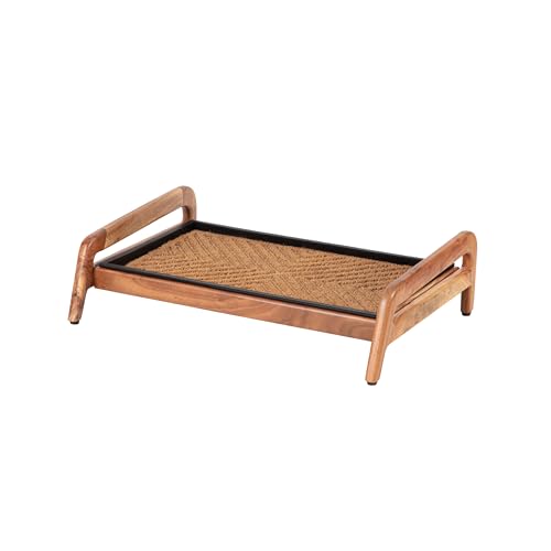 Anji Mountain Heavy Duty Waterproof Wooden Shoe Storage Mat Organizer/Boot Storage Tray Multi Use for Entryway with Coir, Tan Cross Embossed Insert, 1 Tier, Fits 2 Pair (26.5" Wide) - color: Tan Cross Embossed, size: 1 Tier, Fits 2 Pair