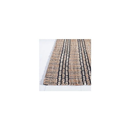 SAFAVIEH Natural Fiber Collection Area Rug - 6'6" Square, Black & Natural, Handmade Flat Weave Stripe Jute & Cotton Jute, Ideal for High Traffic Areas in Living Room, Bedroom (NFB651Z) - color: Black/Natural, size: 6'6" x 6'6" (Square)