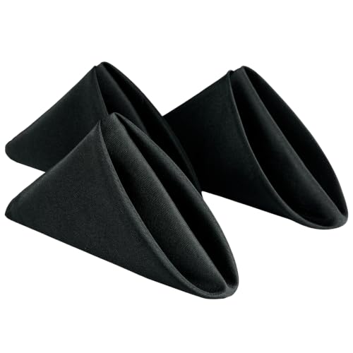 VidaFete Black Cloth Napkin, 17 x 17 Inch Polyester Napkins Set of 12 | Polyester Napkins Cloth Reusable & Wrinkle-Resistant Dinner Napkins for Weddings, Banquets, Parties, Hotels and Restaurants - color: Black, size: 17" x 17" (Set of 12)