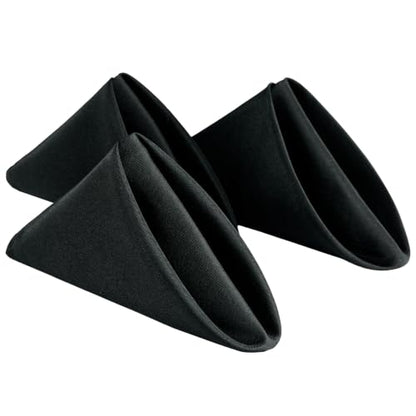VidaFete Black Cloth Napkin, 17 x 17 Inch Polyester Napkins Set of 12 | Polyester Napkins Cloth Reusable & Wrinkle-Resistant Dinner Napkins for Weddings, Banquets, Parties, Hotels and Restaurants - color: Black, size: 17" x 17" (Set of 12)