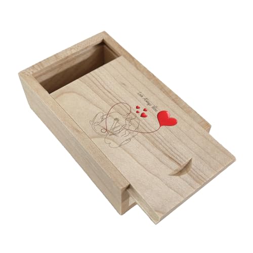 JBOS Wooden Gift Box with Sliding Lid – Maple Wood Memory Box for USB Drive, “Love Always Wins” Printed - The Ultimate Romantic Gift for Couples, Wedding, Anniversary & Valentine‘s Day(3.15"x2"x0.98") - color: Maple-Love Always Wins, size: Classic