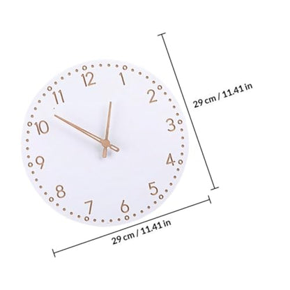 ULTECHNOVO Modern Minimalist Wooden Hanging Wall Clock with Roman Numerals, Silent Mute Decorative Home Clock for Living Room, White Finish Artistic Wall Decor