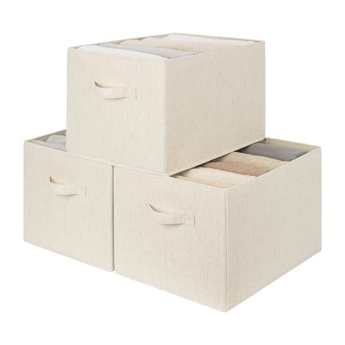 StorageWorks Closet Storage Bins, Beige(NaturWeave Fabric), Extra Large | Closet Organizers and Storage Bins, Shelf Baskets for Clothes Storage, Fabric Storage Bins for Organization - color: Beige(Cotton-linen), size: Extra Large