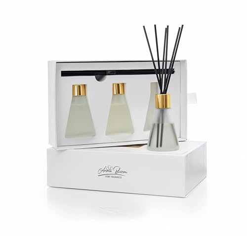 Aroma Blossom Mini Reed Diffuser Set of 3 Oil Diffuser 3.5 Oz for Gifting,Closet Air Freshner,for Bathroom Air Fresheners - color: Gold