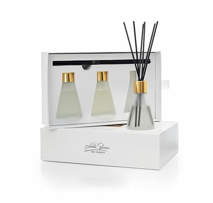 Aroma Blossom Mini Reed Diffuser Set of 3 Oil Diffuser 3.5 Oz for Gifting,Closet Air Freshner,for Bathroom Air Fresheners - color: Gold