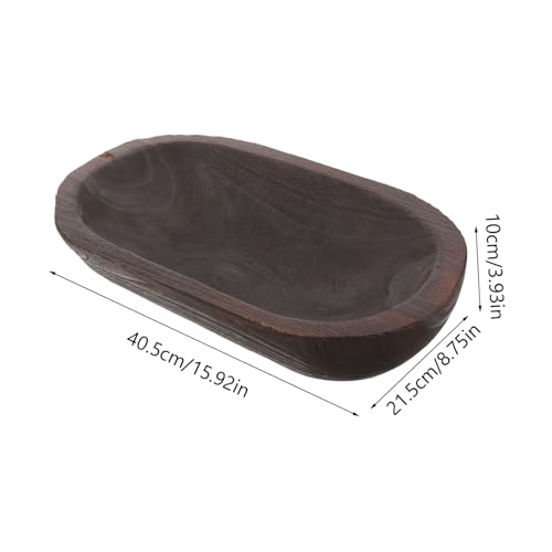 Healifty Rustic Wooden Decorative Bowl for Table Centerpiece Cozy Farmhouse Style