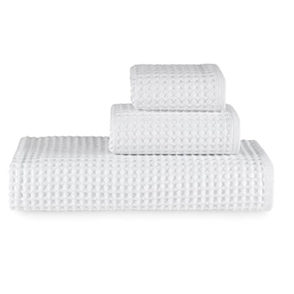 Waffle Bath Sheet Set, 100% Turkish Cotton, Includes 1 Bath Sheet, 1 Hand Towel, 2 Face Towels - color: White, size: Bath Sheet Set (4 Pieces)