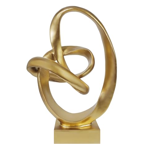 Knot Sculptures, Modern Coffee Table Statues, Abstract Center Piece for Home Office, Dining Living Room Desk Decor, Bookends, 15.5 x 10.5 inch, Gold - color: Gold