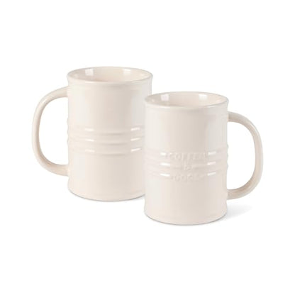 Fringe Studio Stoneware Memento Sculpted Tall Mug "COFFEE & DOGS" 3.35"DIA X 4.5"H, 14 FL.OZ, Ivory Color (436005) - color: Coffee & Dogs
