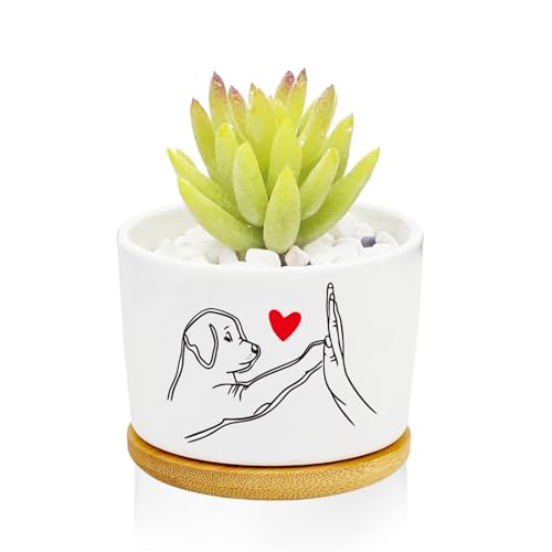 1Pcs Dog Window Garden Planter Pots with Drainage Tray, Ceramic Pot 3 Inch | Small Planters for Plants,Decoration for Outdoors,Home,Office,Dog Gifts for Women Men,Housewarming(No Plants Included) - style: Dog
