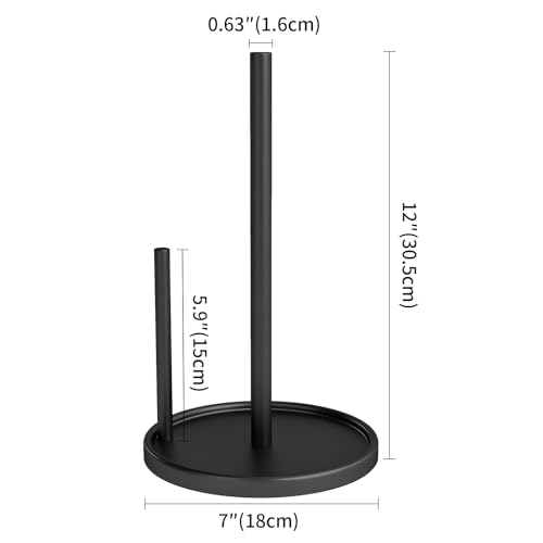 Jesginboo Paper Towel Holder Countertop, Black Kitchen Paper Towels Holder, Paper Roll Holder with Weighted Base - color: Black