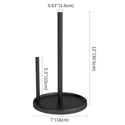 Jesginboo Paper Towel Holder Countertop, Black Kitchen Paper Towels Holder, Paper Roll Holder with Weighted Base - color: Black
