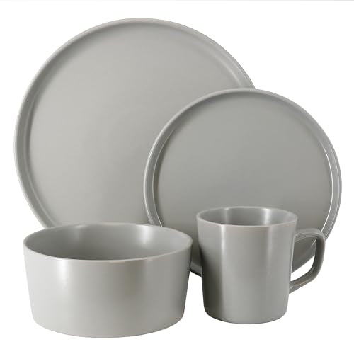 Elama Luxmatte Modern and Contemporary Stoneware Dinnerware Set in Matte, Service for 4 (16, Light Gray) - color: Light Gray