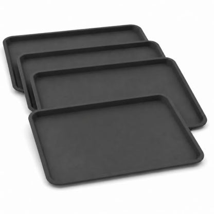 4 Pack 16 x 12 Inch Boot Trays for Entryway, Waterproof Shoe Mat Tray with Raised Edge, Outdoor Multi-Purpose Shoe Tray for Boots Shoes Garden Pets-Dark Gray