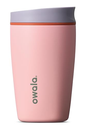 Owala SmoothSip Slider Insulated Stainless Steel Coffee Tumbler, Reusable Iced Coffee Cup, Hot Coffee Travel Mug, BPA Free 12 oz, Sugar High - color: Sugar High, size: 12 Ounces, style: No Handle