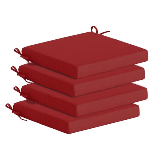 Goodgoods 18x18 Outdoor Chair Cushions Set of 4, 35D Foam, Chili | 35D High-Resilience Foam, Fade-Resistant and Water-Resistant Seat Pads with Ties for Dining Room, Kitchen, or Patio Chairs - color: Chili, size: 18.5"x18.5" 4pcs