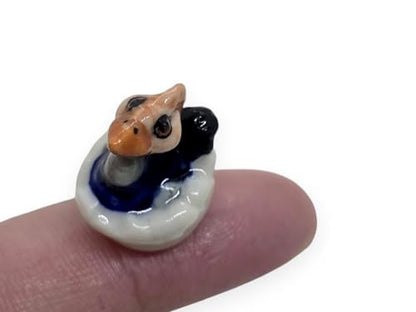 ChangThai Design ¾ Inch Cassowary Flightless Bird in Eggshell Ceramic Figurine for Terrarium Decoration Collectible Statue for Adult Collectors Handcrafted Porcelain Sculpture Home Room Tabletop Decor