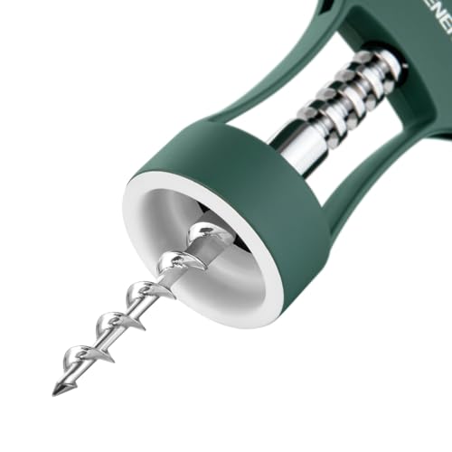 Beneno Wine Opener, Premium Wing Corkscrew Wine Bottle Opener, Dark Green | Durable Solid Zinc Alloy Body, Precise Sharp-Edged Screw, Ergonomic Non-Slip Grip Wing Handle, Multifunctional Bottle Openers - color: Dark Green