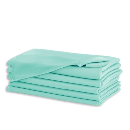 Cloth Napkins Set of 6, 20 x 20 Inch, Washable Aqua Dinner Napkins with Hemmed Edges for Restaurant, Wedding and Holiday - color: Aqua, size: 20" x 20" (Set of 6)