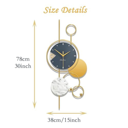 Large Wall Clock Modern Wall Clocks for Living Room Decor Metal Wall Clock Decorative Silent Non Ticking Quartz Clocks Battery Operated 30inch