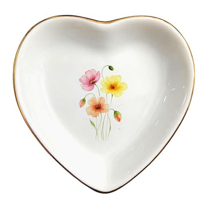 Birth Month Flower Ring Jewelry Dish Tray-Floral Ring Holder for Hippie,Nature,Pace-Birthday Gifts for Mom,Mother-in-law,Step Mom,Aunt,Grandma,Sister,Friends (8 - August (Poppy)) - style: 8 - August (Poppy)