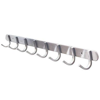 Coat Hook Rack with 8 Square Hooks - Premium Modern Wall Mounted - Ultra durable with solid steel construction, Brushed stainless steel finish, Super easy installation, Rust and water proof - style: 8 Square Hooks