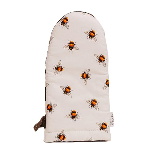 Crae Home Cute Cotton Oven Mitt, Heat-Resistant Kitchen Mitt for Baking Use | Silicone Grip Lined, Hanging Loop, Pot Holder Style Oven Glove, Baking & Cooking, 10.5 x 5.5 Inch, Milk & Honey Pattern Mitts - color: Milk & Honey