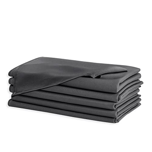 Cloth Napkins Set of 6, 18 x 18 Inch, Washable Grey Dinner Napkins with Hemmed Edges for Restaurant, Wedding and Holiday - color: Dark Grey, size: 18" x 18" (Set of 6)