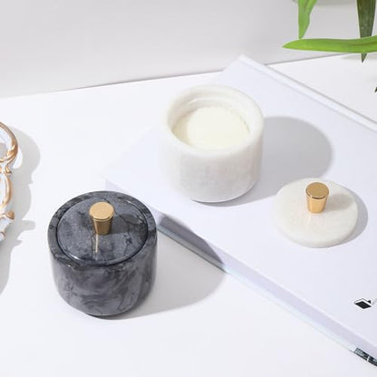Marble Salt Cellar with Lid and Brass Knob 3.15" Spice box Salt Container Seasoning Jar for Kitchen tone Salt Holder for Counte-Ideal for Sea Salt, Spices and Herbs (White) (Black) - color: Black